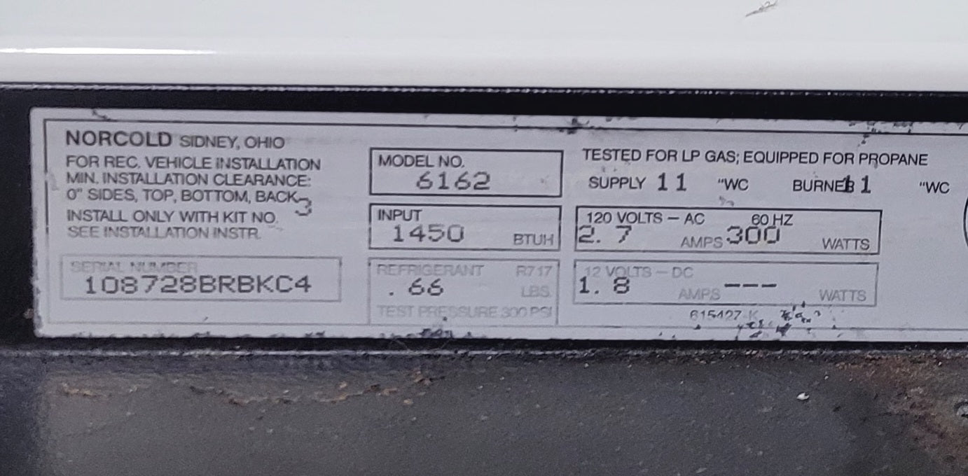 Used Complete Norcold Fridge, 2-Way - 6162