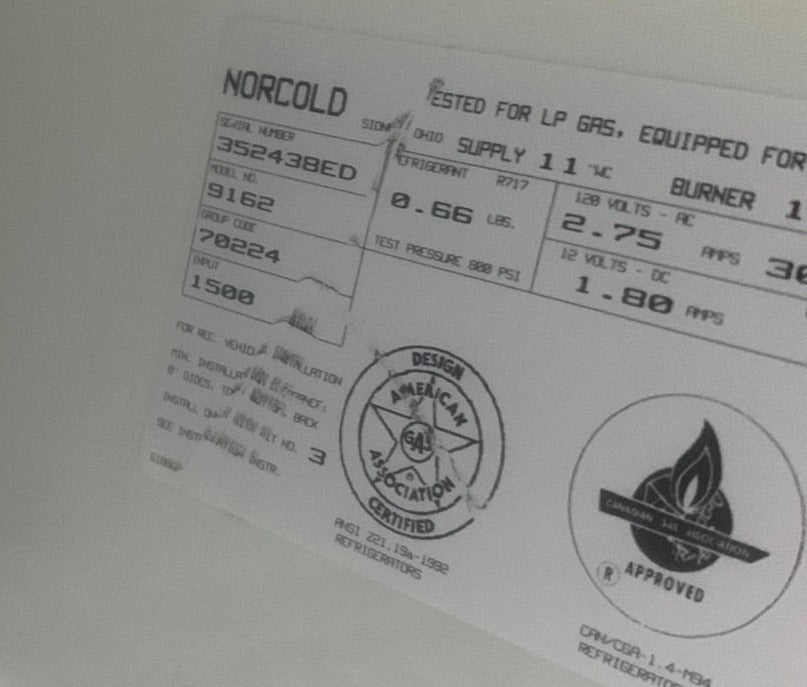 Used Complete Norcold Fridge, 2-Way - 9162