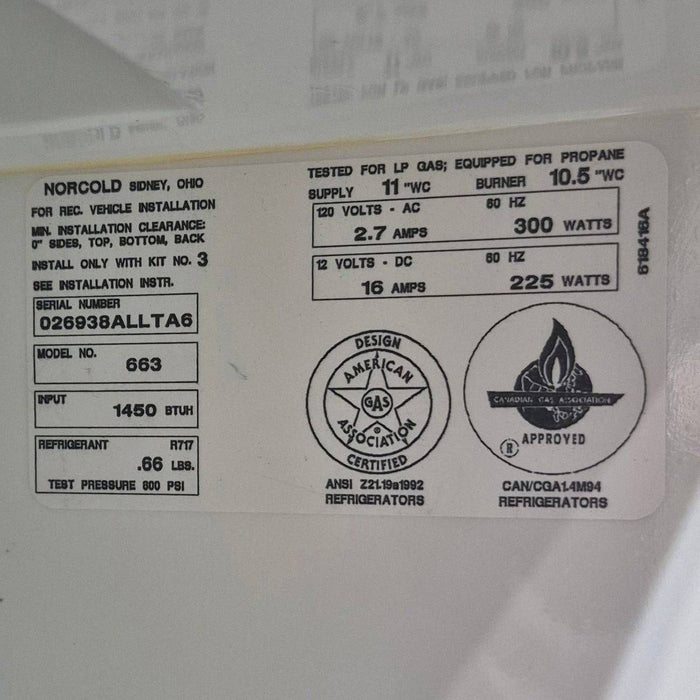 Used Complete Norcold Fridge, 3-Way - 663