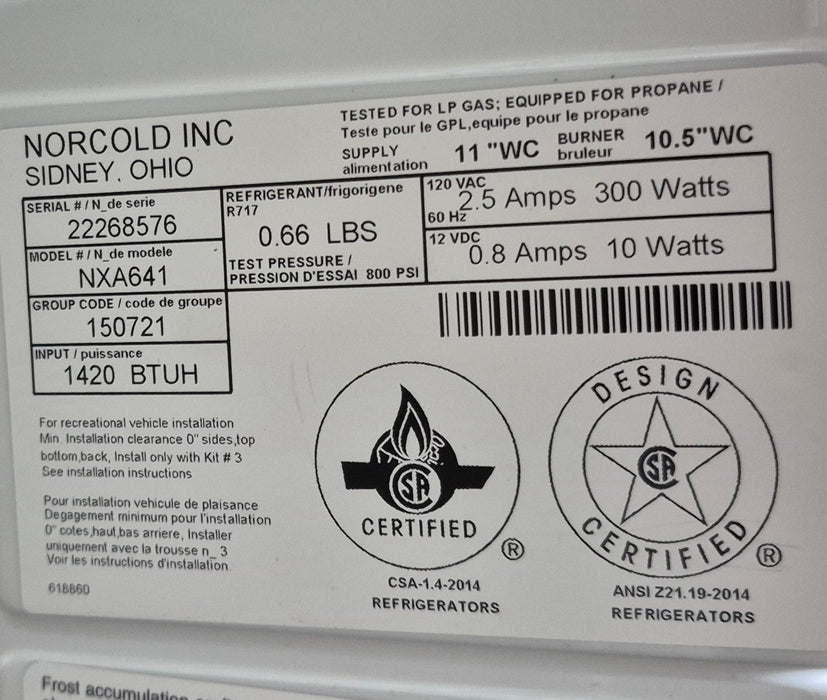 Used Complete Norcold Fridge, 2-Way - NXA641