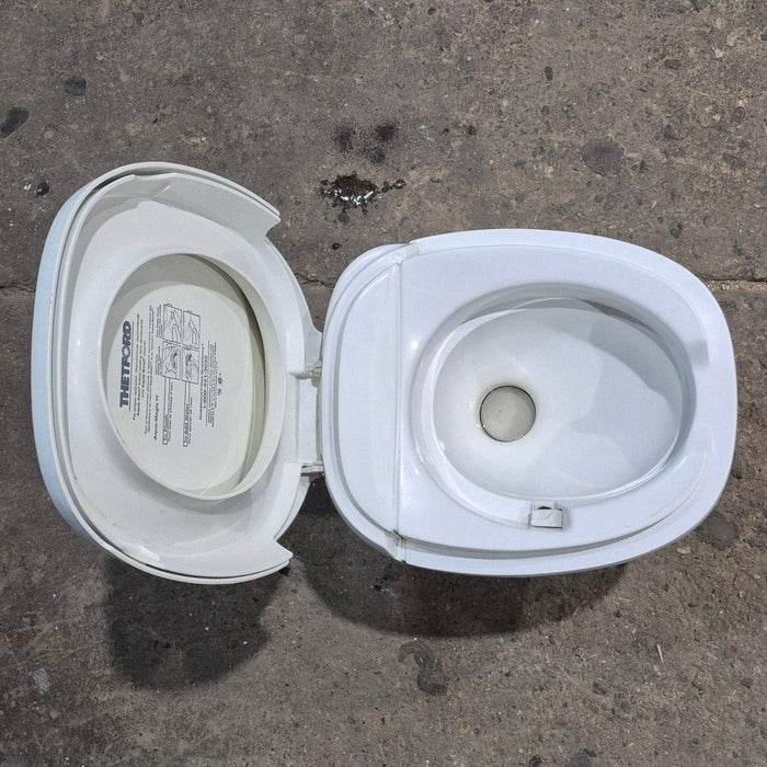 Used Complete Thetford Toilet, Foot Flush, High Profile, White - AQUA MAGIC IV , 24820 - Young Farts RV Parts