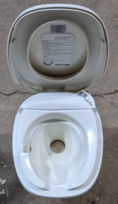 Used Complete Thetford Toilet, Hand Flush, High Profile, Off-White - AQUA MAGIC IV , 24920
