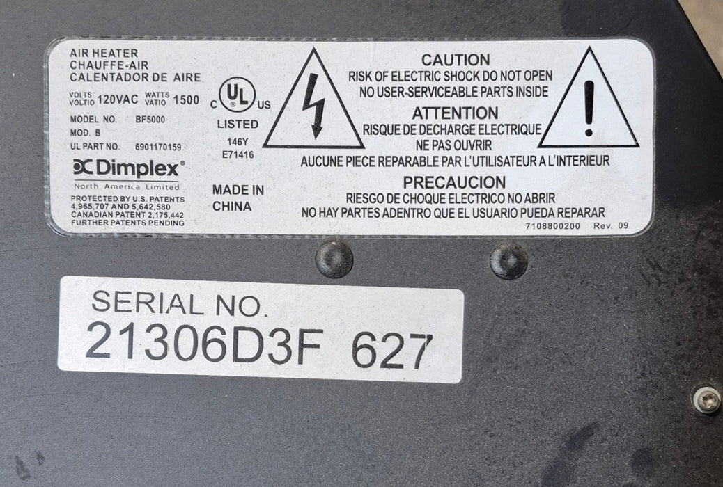 Used DIMPLEX Electric Fireplace - BF5000