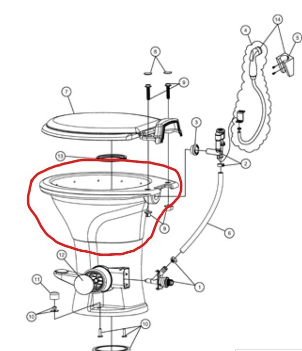 Used Dometic 310 Toilet Bowl Replacement, White