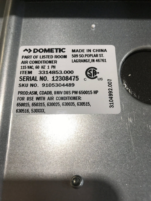Used Dometic Ceiling Assembly, Manual Control, Non-Ducted - 3314853.000