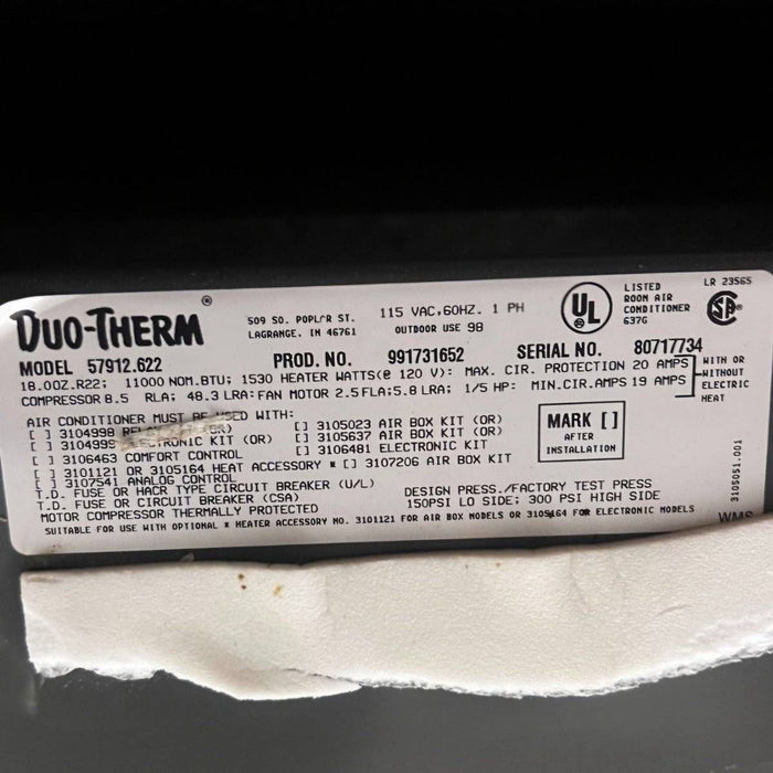 Used Duo-Therm Air Conditioner, Head Unit, 11000 BTU, Cool Only - 57912.622