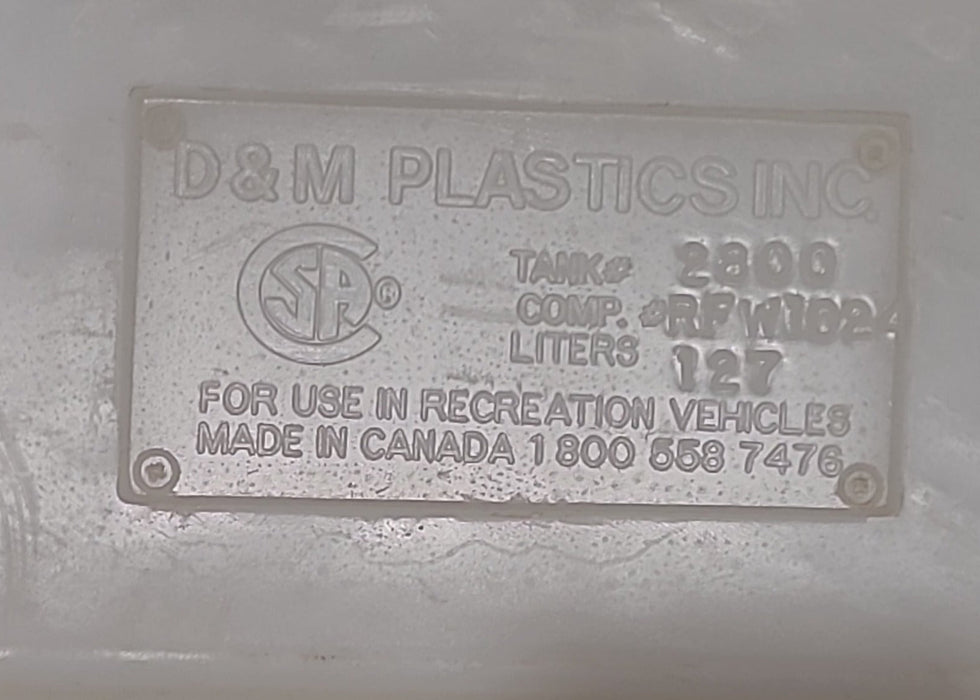 Used Fresh Water Tank 10 5/8" H  x 19 3/4" W x 35 3/4” L