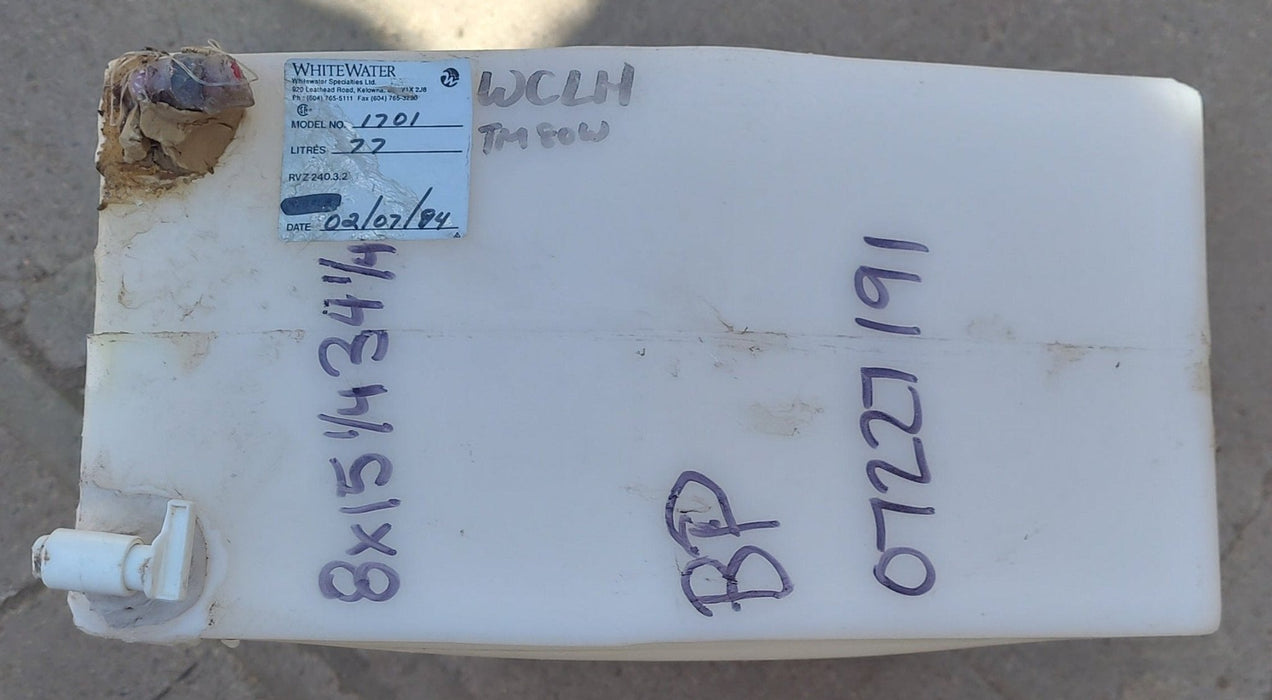 Used Fresh Water Tank 8" H  x 15 1/4" W x 34 1/4” L
