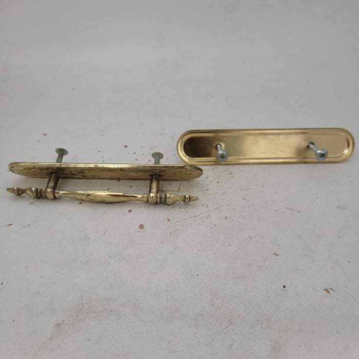 Used Gold Cabinet Handle With Base Plate 3" Hole Spacing