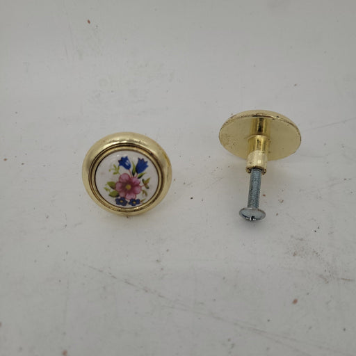 Used Gold (with flower centers) Cabinet Knob - Young Farts RV Parts