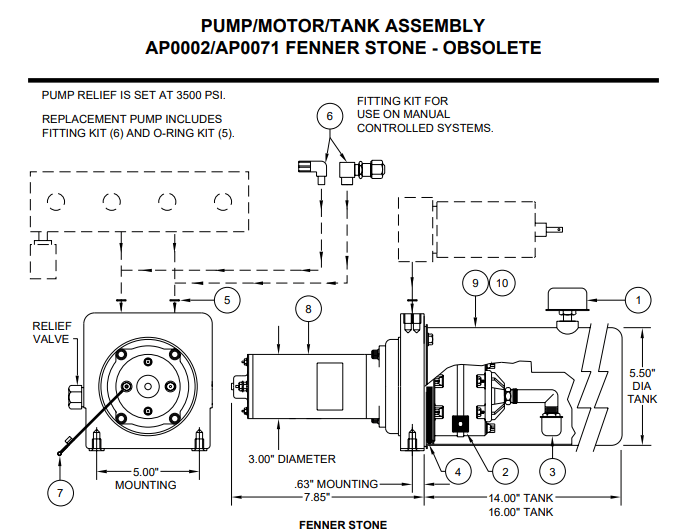 Used HWH/ Fenner Hydraulics Pump/Motor/Tank Assembly - AP0002/AP0071 - Young Farts RV Parts