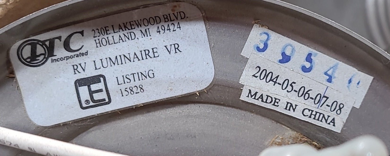 Used Interior Ceiling Mount Light Fixture - Young Farts RV Parts