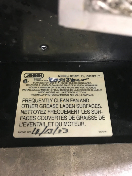 Used Jensen RV Range Hood Fan - R052340000