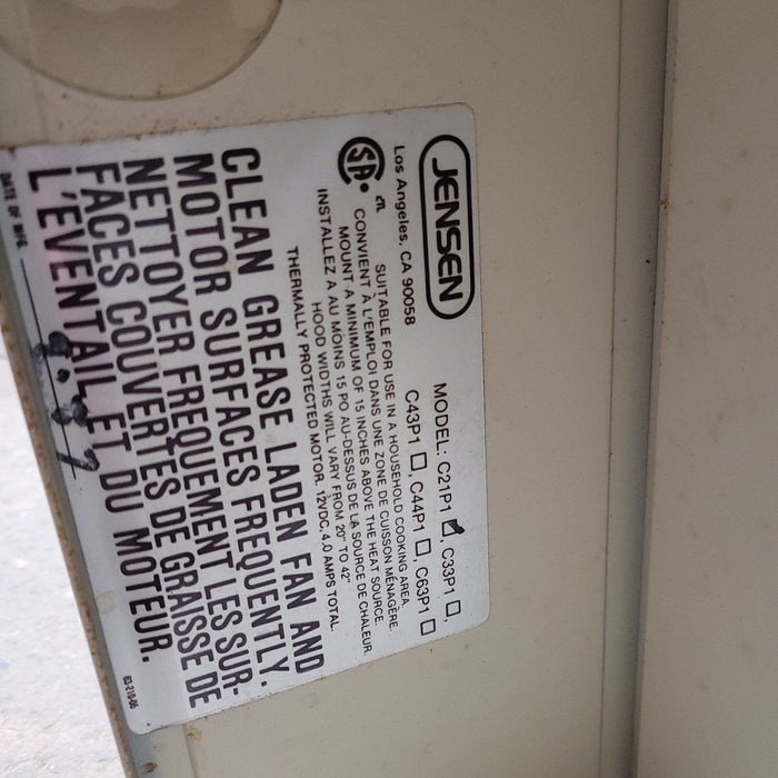 Used Jensen RV Range Hood Fan With Tank Monitor - C21P1