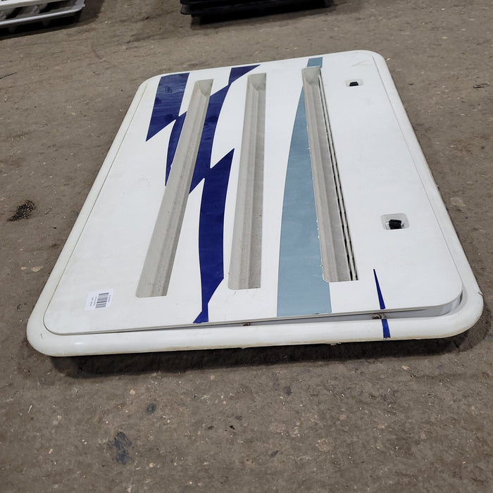 Used Norcold 621156W - White Air Intake Side Refrigerator Vent- HAS FRAME - Young Farts RV Parts