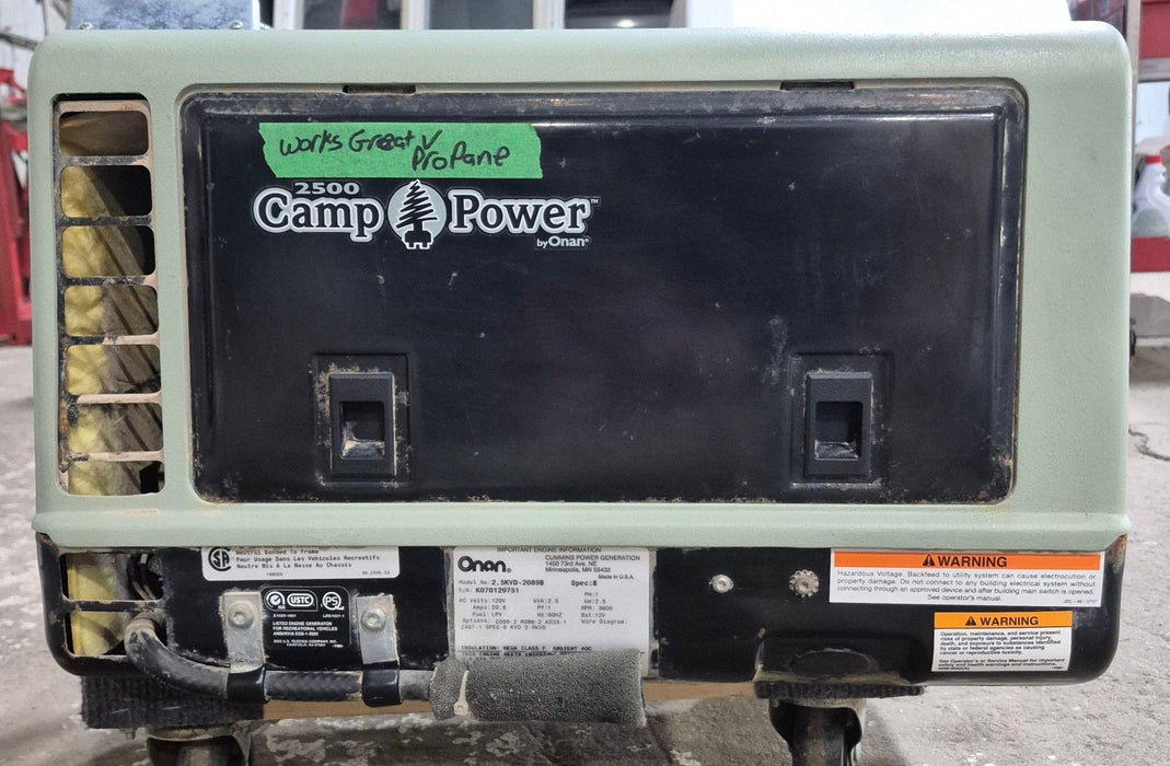 Used Onan 2500 Camp Power Onboard Generator - 2.5KVD-2089B