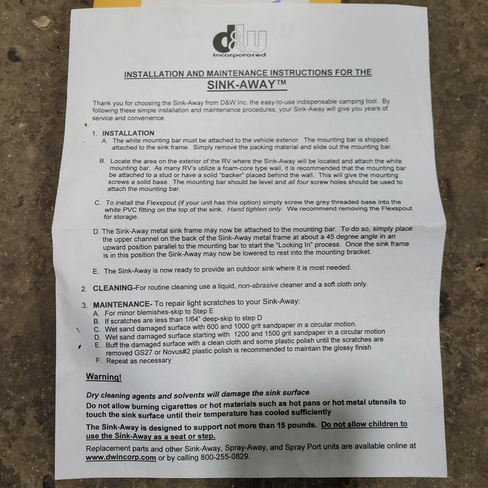 Used Outdoor Portable Sink System - Young Farts RV Parts