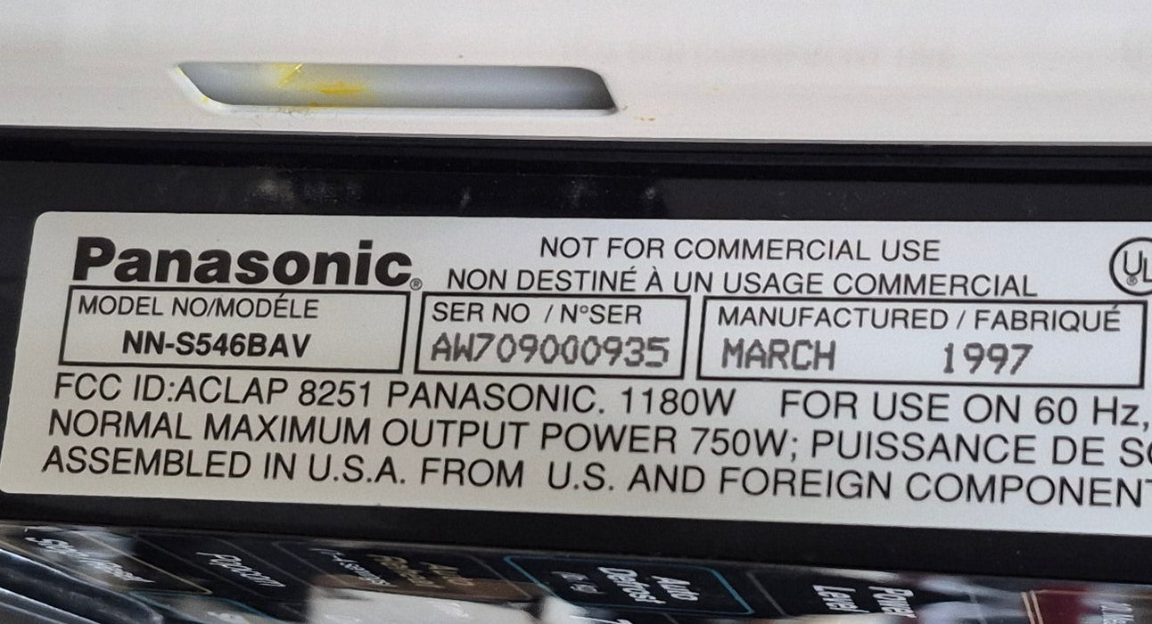 Used PANASONIC RV Microwave 20" W x 14" H x 13" D