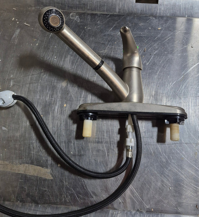 Used Pull Down Kitchen Faucet, Chrome, Chrome Lever Handle