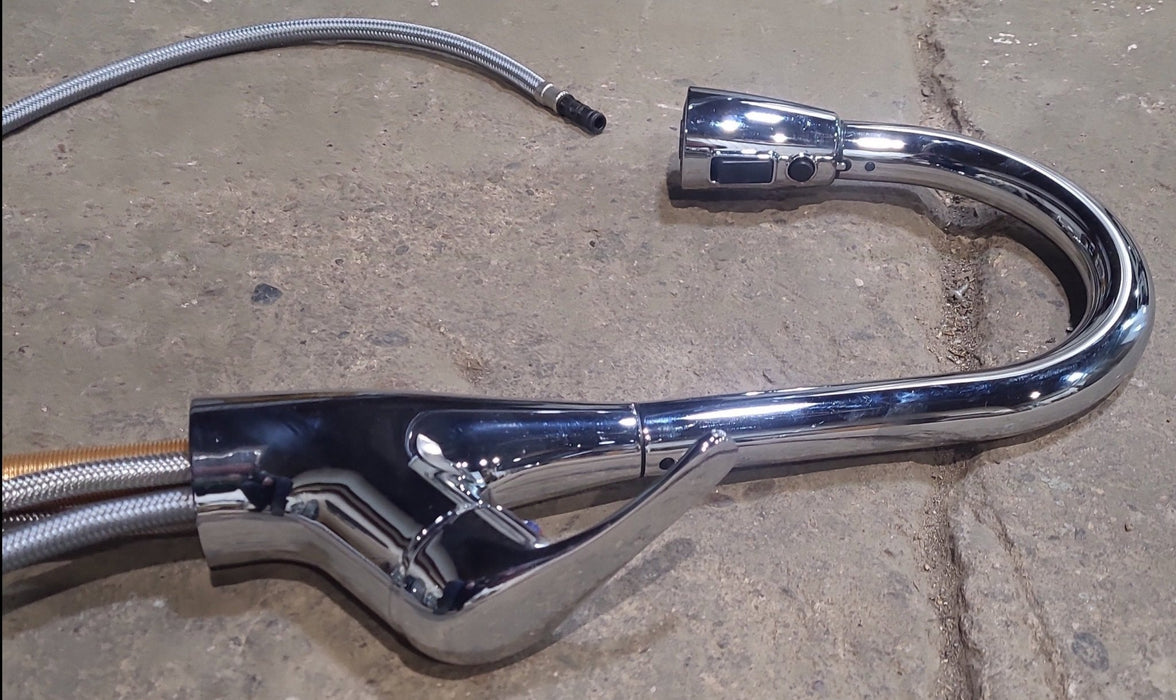 Used Pull Down Kitchen Faucet, Chrome, Chrome Lever Handle