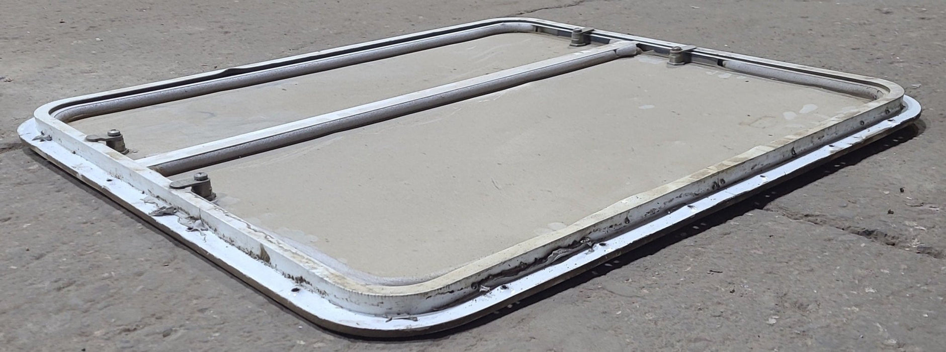 Used Radius Cornered Battery / Propane Cargo Door 29 3/4" x 25 3/4" x 3/4" D - Young Farts RV Parts