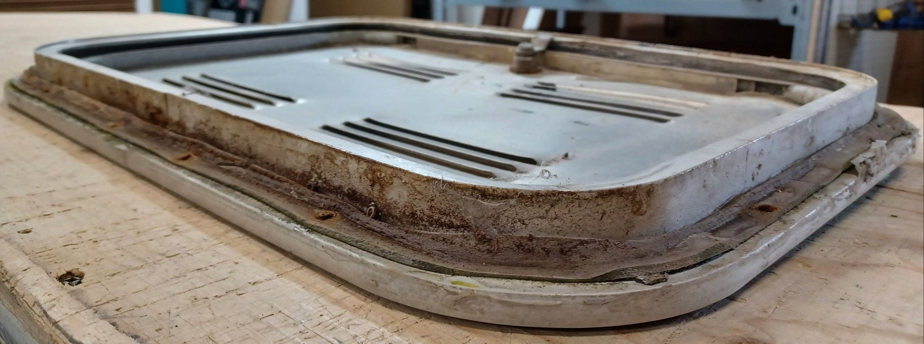 Used Radius Cornered Cargo/ Battery Box Door 18 3/4" x 12 7/8" x 7/8" D - Young Farts RV Parts