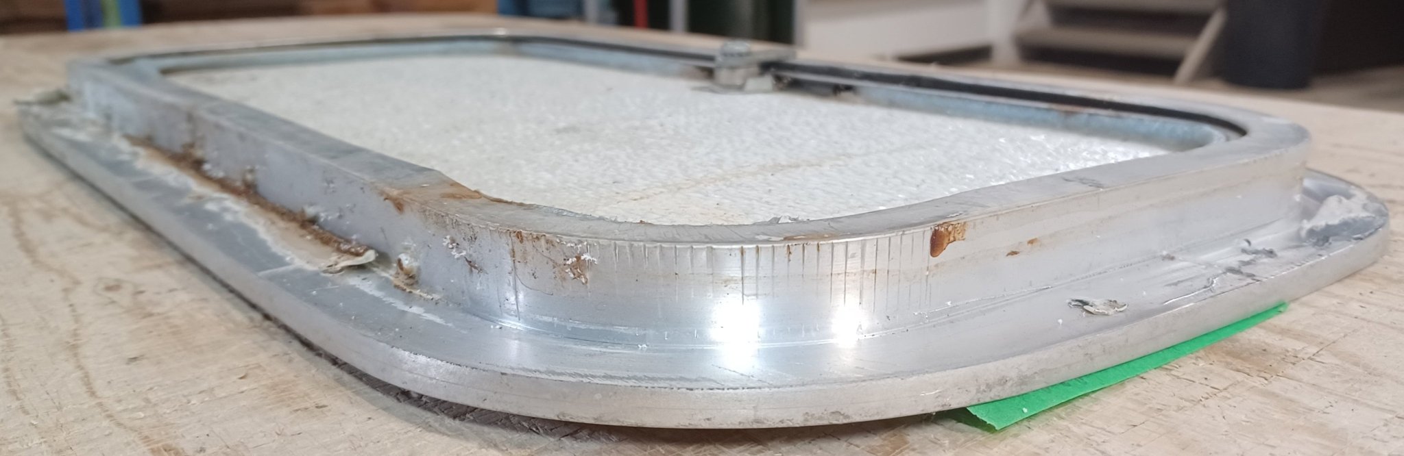 Used Radius Cornered Cargo Door 17 3/4" x 9 3/8" x 5/8"D - Young Farts RV Parts