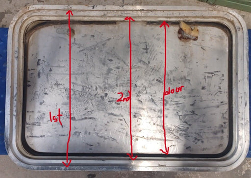 Used Radius Cornered Cargo Door 28 5/8" x 19 5/8" x 5/8"D - Young Farts RV Parts