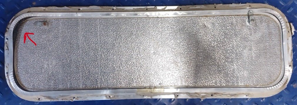 Used Radius Cornered Cargo Door 35 3/4" x 10 3/4" x 5/8"D - Young Farts RV Parts