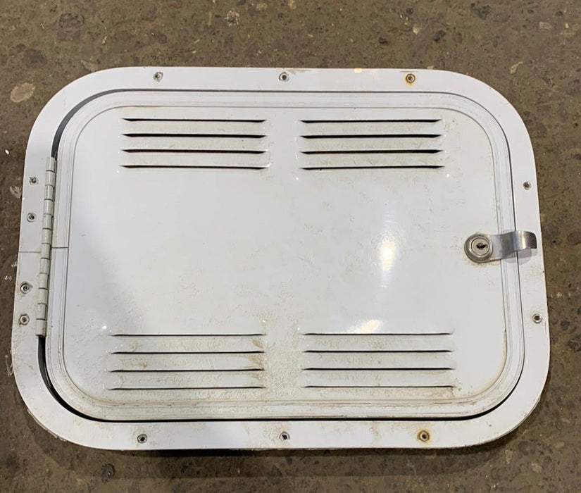 Used Radius Cornered Propane/Battery Door 15 7/8" x 11 7/8" x 1 7/8" D - Young Farts RV Parts