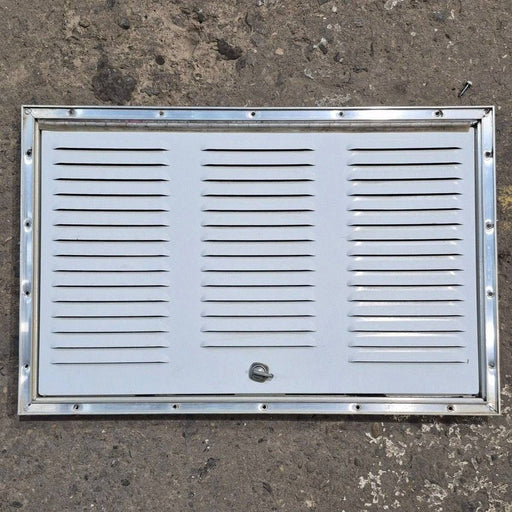Used Retro Norcold / Dometic White Vent Door, With Silver Trim - 616010 - Young Farts RV Parts