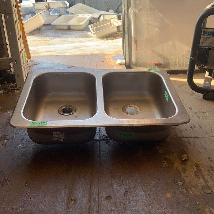 Used Double Kitchen Sink 24” w x 17” L