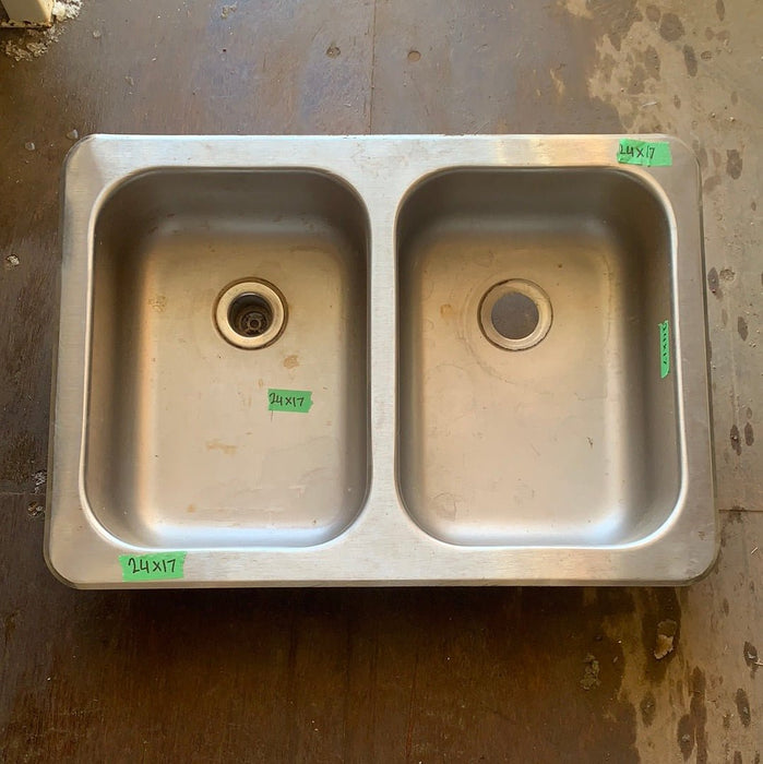 Used Double Kitchen Sink 24” w x 17” L
