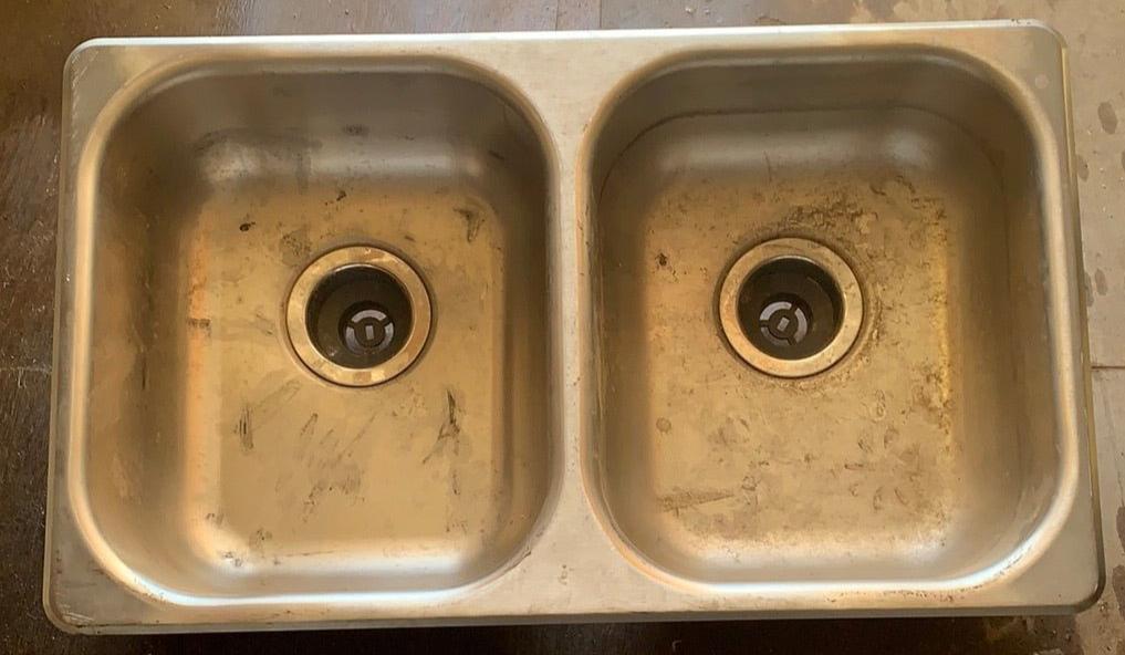 Used Double Kitchen Sink 27” w x 16” L