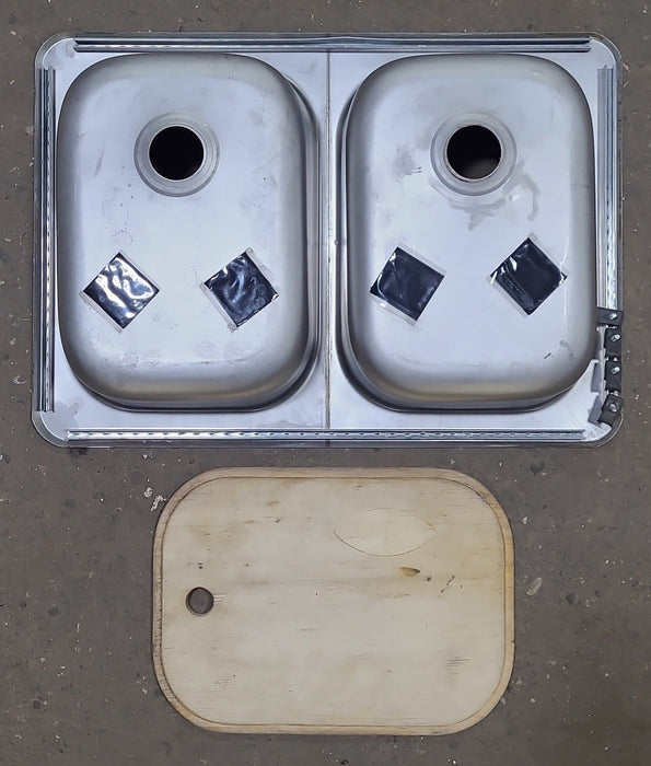 Used Double Kitchen Sink 24” W X 17” L