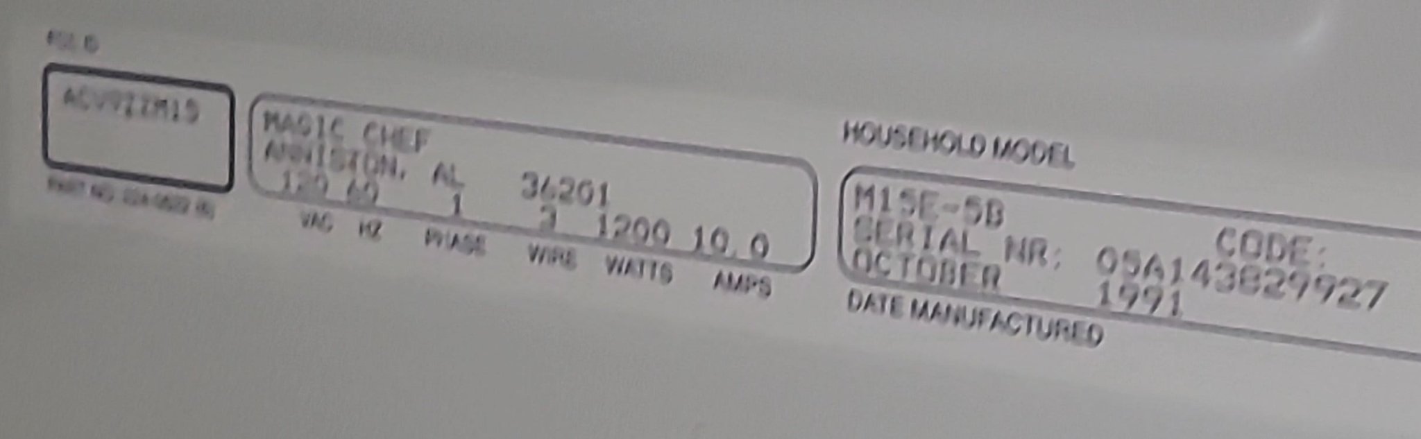 Used RV Microwave Magic Chef 20 3/8" W X 12 1/4" H X 13 1/2" D