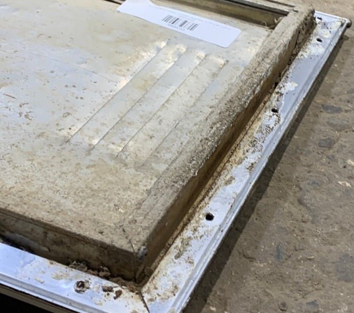 Used RV Radius Battery / Propane Cargo Door 10 7/8" x 26" x 5/8" D - Young Farts RV Parts