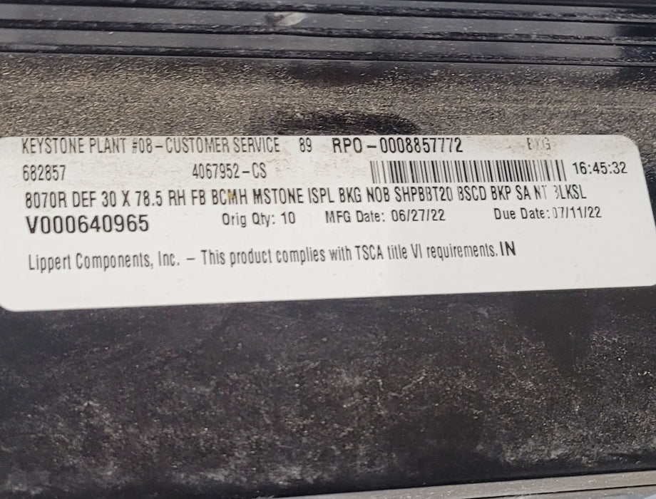Used RV Radius Entry Door 29 1/2" W x 78" H