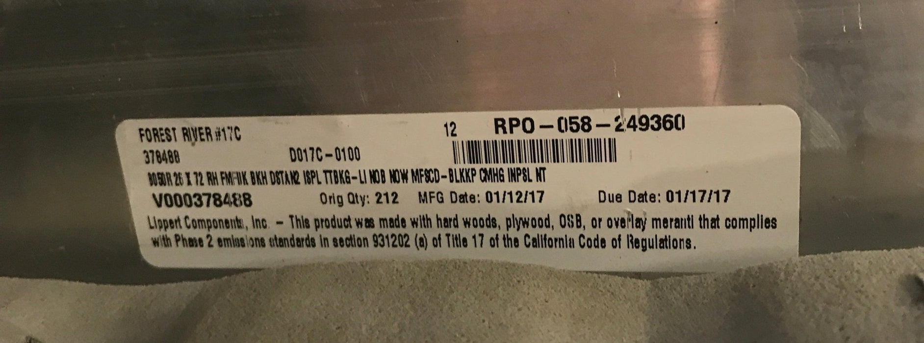 Used RV Radius Entry Door 72" x 25 1/2"