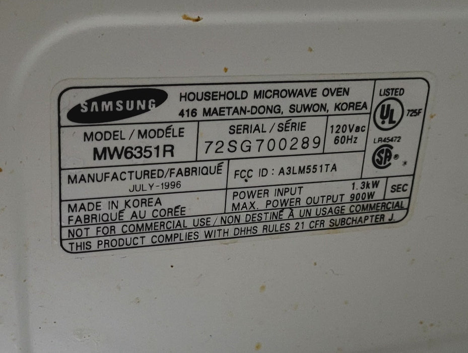 Used SAMSUNG RV Microwave 21 1/2" W x 12 3/4" H x 14 1/2" D