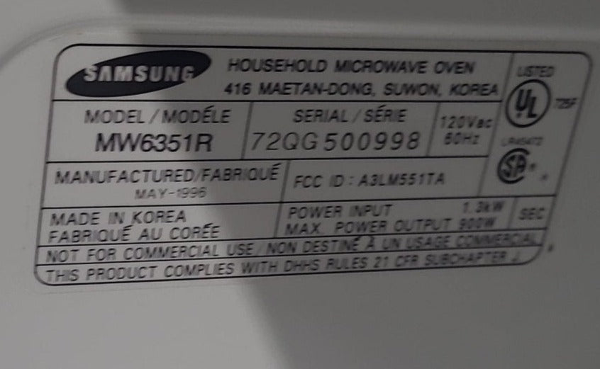 Used SAMSUNG RV Microwave 21 1/2" W X 13" H X 14 1/4" D