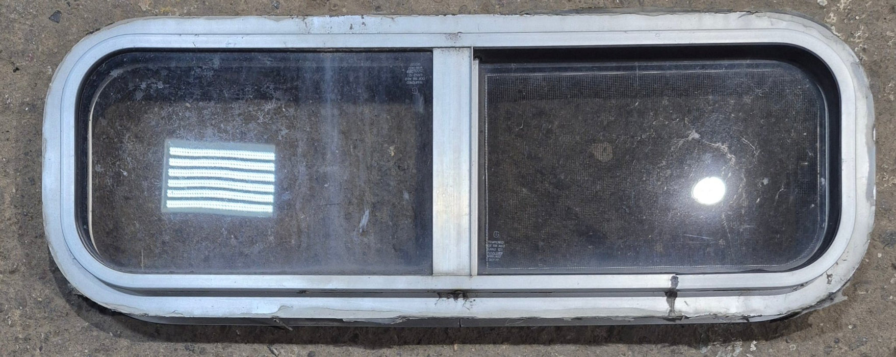 Used Silver Radius Opening Window : 26 1/2" W x 8 1/2" H x 1 3/4" D