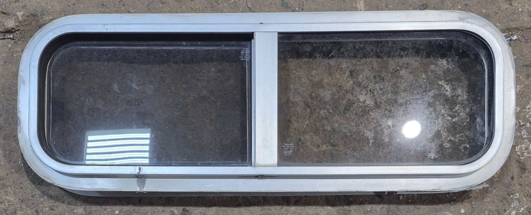 Used Silver Radius Opening Window : 26 1/2" W x 8 1/2" H x 1 3/4" D