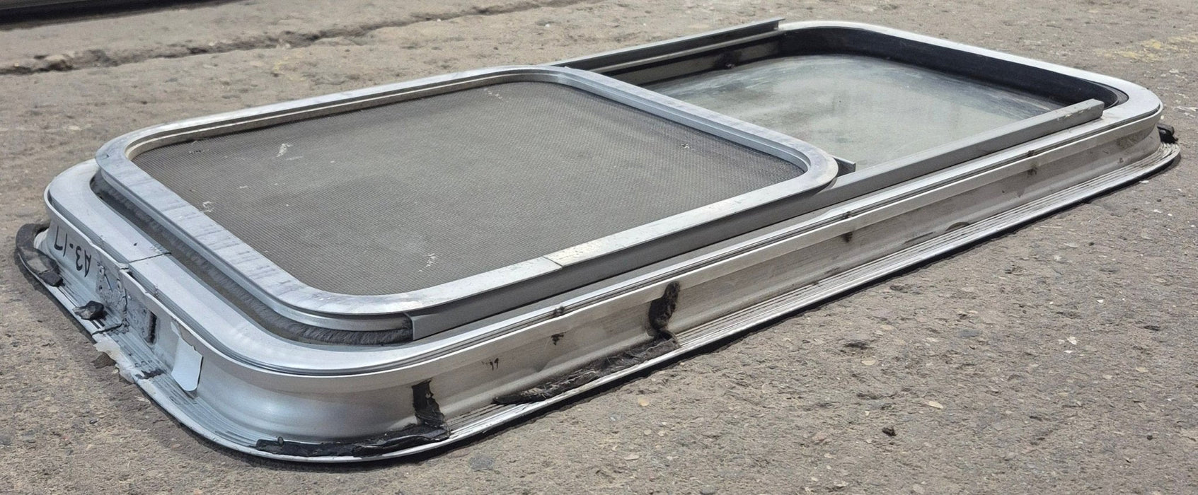 Used Silver Radius Opening Window : 29 1/4 X 14 1/4 X 2" D - Young Farts RV Parts