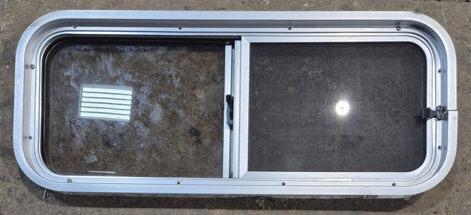 Used Silver Radius Opening Window : 30" W x 11 1/2" H x 1 3/4" D
