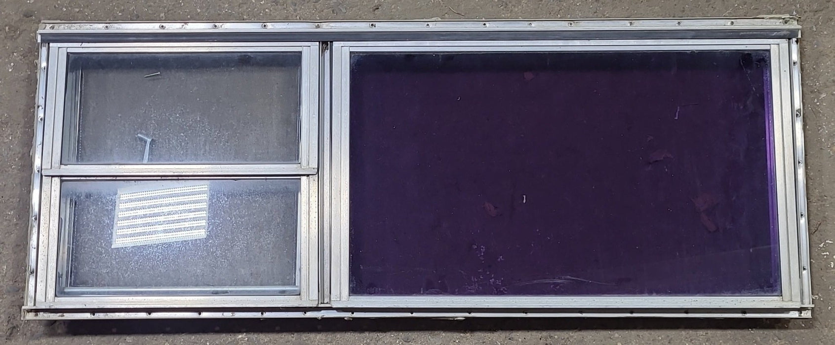 Used Silver Square Emergency Opening Window: 47 3/4" W x 18" H x 1 3/8" D