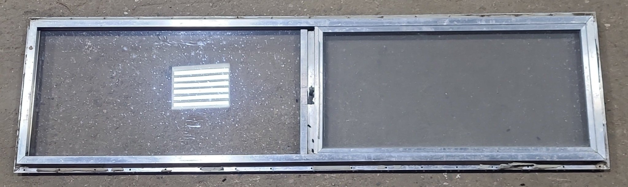 Used Silver Square Opening Window: 57 1/2" W x 15" H x 1" D - Young Farts RV Parts