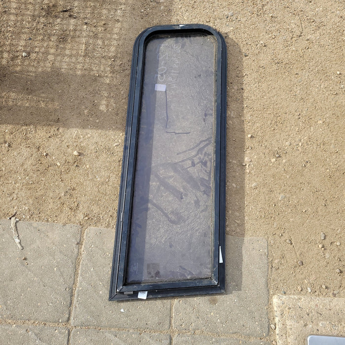 Used Slanted Black Radius Non- Opening Window : 36 1/4 X 11 3/4 X 2" D - Young Farts RV Parts