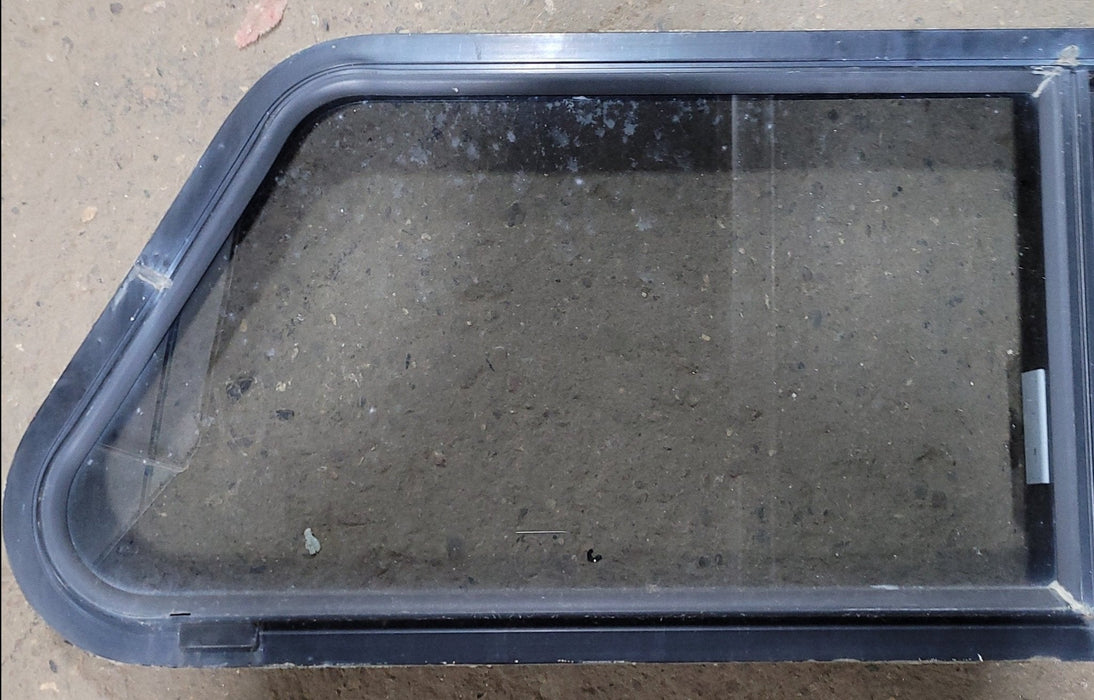 Used Slanted Black Radius Opening Window : 15 1/4" H X 48" W X 2" D - Young Farts RV Parts