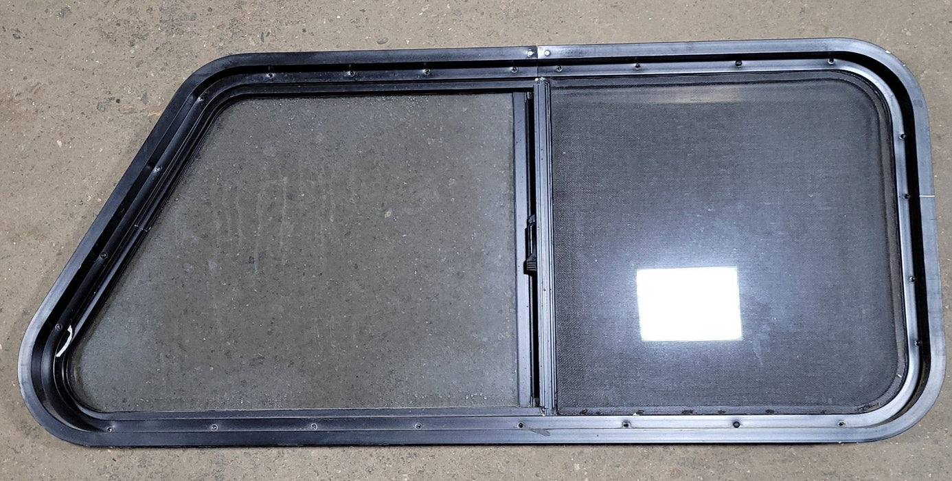 Used Slanted Black Radius Opening Window : 17 3/4" H X 42" W X 2" D - Young Farts RV Parts